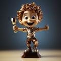 a figurine of a boy holding a trophy Royalty Free Stock Photo