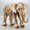 A figurine of an elephant made of glass. Generative AI image.