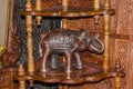 Figurine, elephant toy made of metal and wood