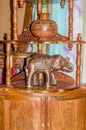 Figurine, elephant toy made of metal and wood