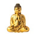 Figurine of the gold Buddha status front view isolate Royalty Free Stock Photo