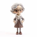 Charming Anime Style Figurine: Old Lady With Glasses