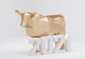 figurine of low poly Golden Bull and white number 2021, a symbol of the new year