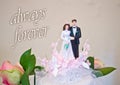 Figurines of the bride and groom wedding cake Royalty Free Stock Photo