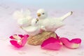 Figurines of lovers pair of wedding doves Valentine love