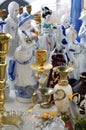 Figurines porcelain decorative objects flea market Royalty Free Stock Photo