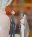Figurines of skeleton marrying couple Royalty Free Stock Photo