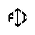 FII letter logo design with polygon shape. FII polygon and cube shape logo design. Royalty Free Stock Photo