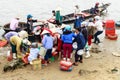 Fiish market on the beach in Quang Binh province, Vietnam Royalty Free Stock Photo