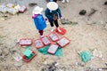 Fiish market on the beach in Quang Binh province, Vietnam Royalty Free Stock Photo