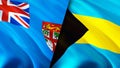 Fiji and Bahamas flags. 3D Waving flag design. Fiji Bahamas flag, picture, wallpaper. Fiji vs Bahamas image,3D rendering. Fiji Royalty Free Stock Photo