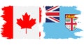 Fiji and Canada grunge flags connection vector