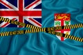 Fiji flag, the Don`t Cross the Line mark and the location tape. Crime concept, police investigation, quarantine. 3d rendering