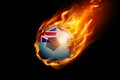 Fiji Flag With Fire Football Realistic Design