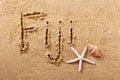 Fiji handwritten beach sand message Royalty Free Stock Photo