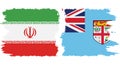 Fiji and Iran grunge flags connection vector