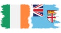 Fiji and Ireland grunge flags connection vector