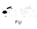 Fiji Country Map. Black silhouette and outline isolated on white background. EPS Vector