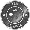 Fiji map vintage stamp.