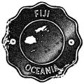 Fiji map vintage stamp.