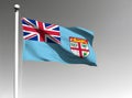 Fiji national flag waving on gray background