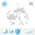 Fiji People Icon Map. Stylized Vector Silhouette of Fiji. Population Growth and Aging Infographics