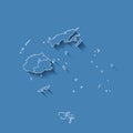 Fiji region map: blue with white outline and.