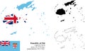 Fiji vector map, flag, borders, mask , capital, area