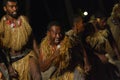 Fijian men dancing a traditional male dance meke wesi the spear