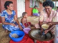 Fijian women making kava
