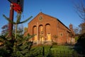 Fijnaart. Netherlands culture and belief in church . In a Christmas atmosphere with nativity scene and Christmas tree.