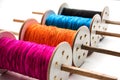 Fikri /Reel/Chakri /Spool with colourful thread or manjha or manja for Kite flying Royalty Free Stock Photo