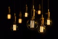 Filament lamps on black. Royalty Free Stock Photo