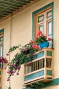 Unique painted balcony in Filandia, Colombia