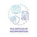 File articles of incorporation blue gradient concept icon