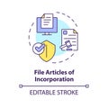 File articles of incorporation multi color concept icon