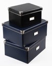 3 file boxes stacked on top of each other. Royalty Free Stock Photo