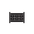 File cabinet drawer black vector concept icon. File cabinet drawer flat illustration, sign Royalty Free Stock Photo