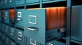 File cabinet, office archive storage with drawers for documents, paper data, library or registry cards. Metal cabinet Royalty Free Stock Photo