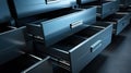 File cabinet, office archive storage with drawers for documents, paper data, library or registry cards. Metal cabinet Royalty Free Stock Photo