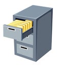 File cabinet with an open