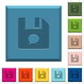 File comment engraved icons on edged square buttons Royalty Free Stock Photo