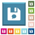 File comment white icons on edged square buttons Royalty Free Stock Photo