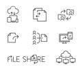 File and data sharing line icons