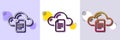 File data storage line icon. Cloud computing sign. Halftone dotted pattern. Vector