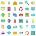 File database icons set, cartoon style Royalty Free Stock Photo