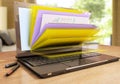 File in database - laptop with folders Royalty Free Stock Photo