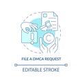 File DMCA request blue concept icon