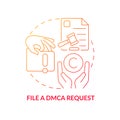 File DMCA request red gradient concept icon