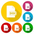 File Doc icons set with long shadow Royalty Free Stock Photo